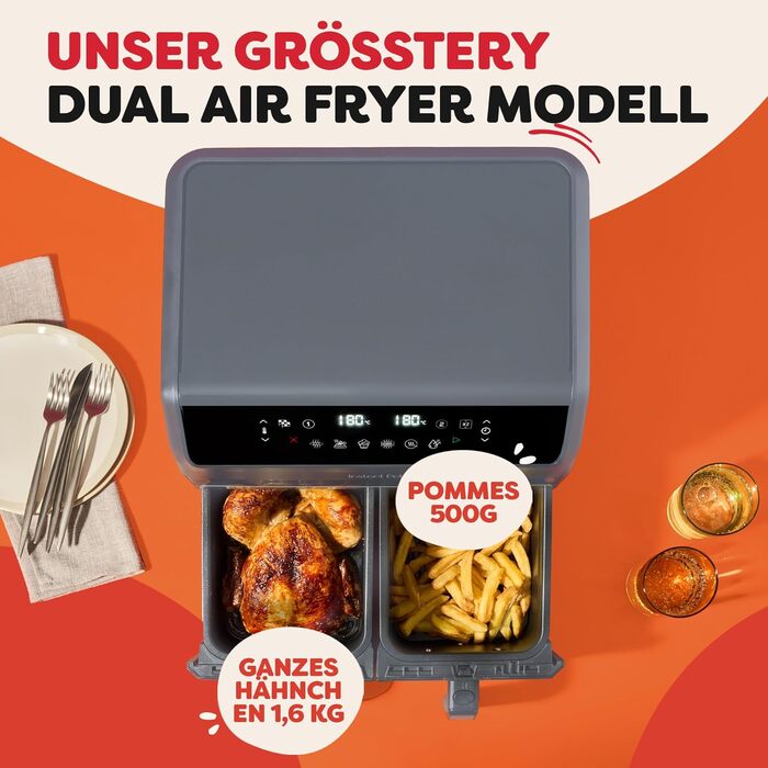 Фритюрниця повітряна Instant Pot Vortex Compact Trüffel Grau 5 л, сіра, 4-в-1: смаження, сушка, випікання, розігрів, антипригарне покриття, легко мити, для сім'ї