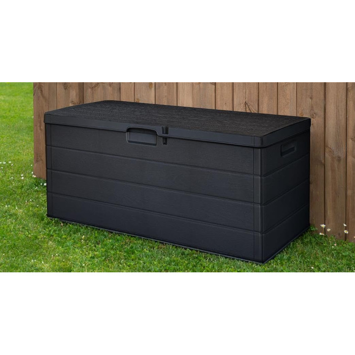 Ящик для зберігання Maury's садовий 340л, під дерево, пластик, антрацит 118x59x57см, для вулиці та дому, UV-стійкий