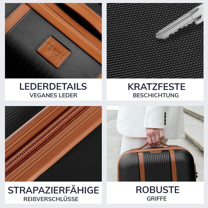 Набір валіз FERGÉ Milano 5-в-1: велика, середня, маленька + сумка + органайзер - чорний (5 шт.)