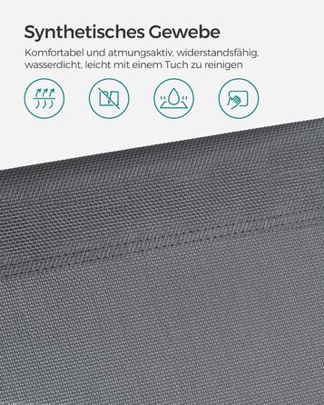 Лежак для відпочинку SONGMICS, розкладний, 193 x 53 x 29 см, до 150 кг, з подушкою, регульована спинка, для саду, басейну, тераси, темно-сірий