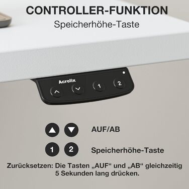 Електричний регульований стіл 120x60 см з пам'яттю, для офісу та дому. Комп'ютерний стіл з кабелеуправлінням та гачками, білий.