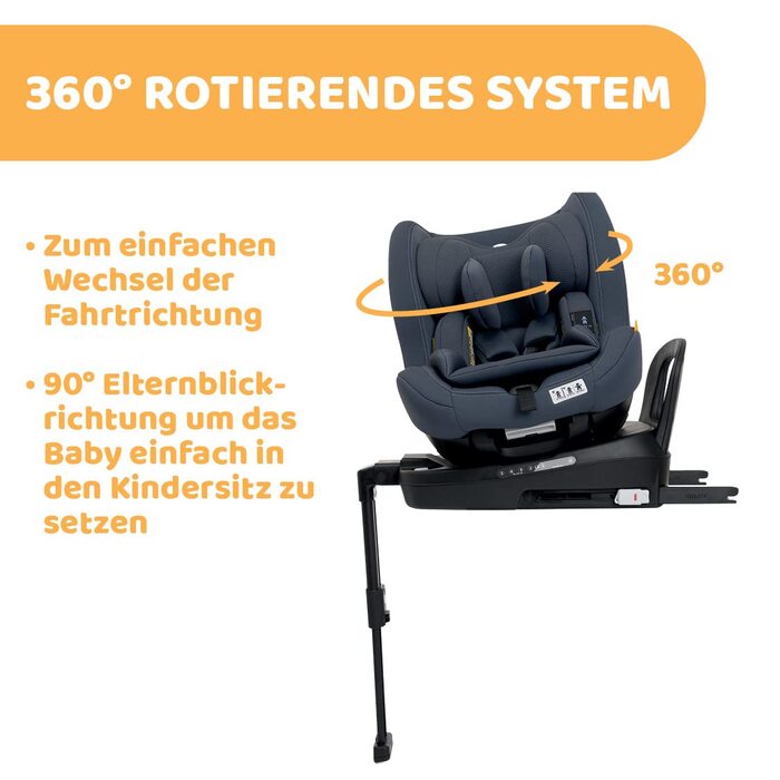 Дитяче автокрісло Chicco Seat3Fit i-Size 0-25 кг (40-125 см) ISOFIX 360 Поворотно-відкидне сидіння, Група 0/1/2 для дітей 0-7 років зі зменшенням подушки, Регульований підголівник з бічним захистом ДИТЯЧЕ КРІСЛО INDIA INK SEAT3FIT I-Size INDIA INK