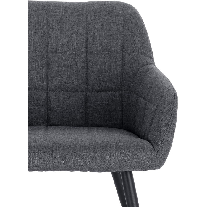 Крісло для їдальні WOLTU - 1 шт. Сучасне крісло з підлокітниками, тканина льон, металевий каркас, темно-сірий колір