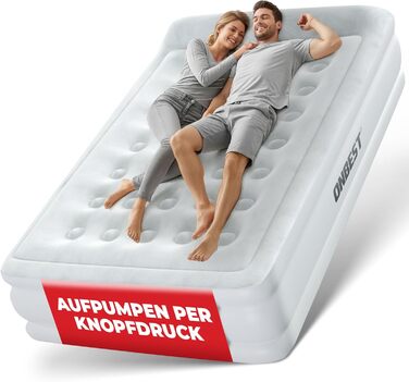 Надувне ліжко самонадувне – для 2 осіб – 203 x 152 x 46 см – з електричним насосом – надувне ліжко для гостей, надувається за 3-5 хвилин – вбудована подушка (Білий)
