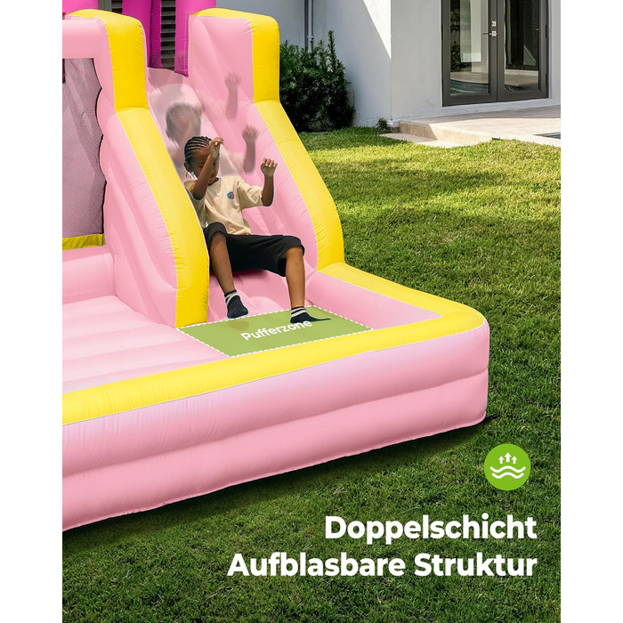 Надувний замок для дітей великого розміру з гіркою (рожевий)