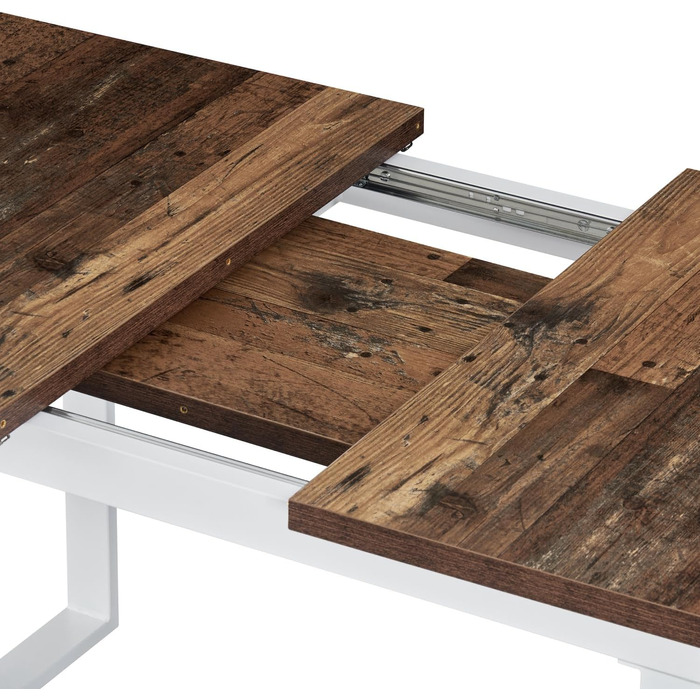 Розсувний обідній стіл Anna B&D home | 120-160 x 80 см, на 4-6 осіб | Скандинавський стиль, Texas-Eiche | Чорне металеве підстав'я, для кухні та їдальні