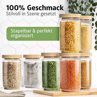 Набір скляних банок для зберігання з кришками (300, 500, 700, 1000 мл) - герметичні, захищені від молі | Для спецій та продуктів харчування | 4 шт. різного розміру
