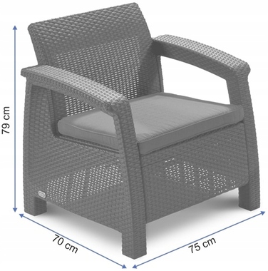 Комплект садових меблів Curver Keter Corfu II DUO, сірий, 2 предмети