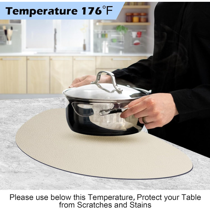 Набір з 6 підставок під тарілки, миючіся з підставками, двосторонні, з імітацією шкіри, водонепроникні для столу, кухні, ресторану та дому (6 шт., бежево-сірі)