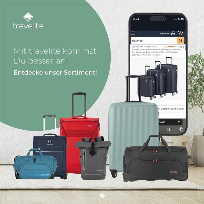 Набір валіз Travelite 3 шт. з жорстким корпусом (L/M/S), 4 колеса, City, валіза ручної поклажі S, валізи-ролери з антицарапинним покриттям, TSA замок + розширюваний клапан (окрім розміру S), Набір валіз-ролерів (L/M/S) Marine