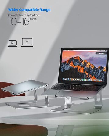 Підставка для ноутбука NULAXY, регульована, алюміній, сумісна з Dell, HP, Samsung, Lenovo (10-16 дюймів), чорний/сріблястий
