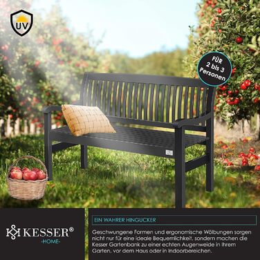 Садова лавка KESSER® з дерева для 3-4 осіб, анодований антрацит 125 см, стійка до погодних умов, витримує до 320 кг, з чохлом для балкона, тераси та саду