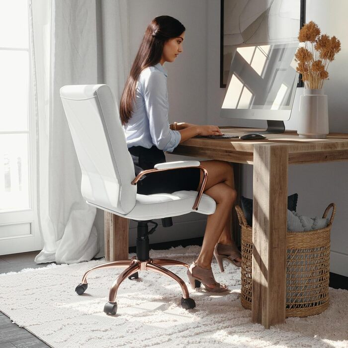 Крісло шеф Flash Furniture: обертне, біле шкіряне, з червоно-золотим каркасом, 61x58,5x103,5 см
