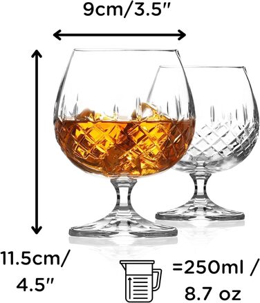 Набір келихів для коньяку Hemswell Kristall Cognacschwenker Set (2 шт) 250 мл – ідеально для коньяку та бренді, Wicklow Design