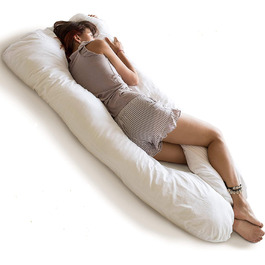 Подушка для дорослих MINICAMP для всього тіла - з чохлом з органічної бавовни-U-подібна подушка для вагітних Для сну-Гіпоалергенна подушка білого кольору з набиванням