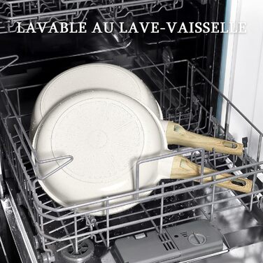 Сковорода з керамічним антипригарним покриттям GiPP – 24 см, здорова, безпечна, для індукційних плит, без PFAS та PFOA, можна мити в посудомийній машині, з прохолодним ручками, білий колір