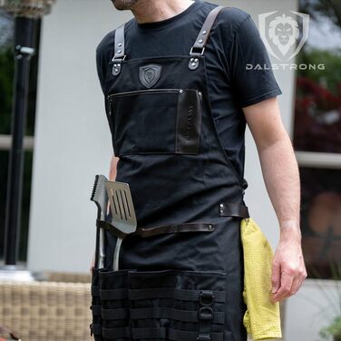 Фартук кухарський Dalstrong Professionelle Kochschürze – чорний, для приготування їжі та грилю, з регульованими лямками та сумкою для зберігання