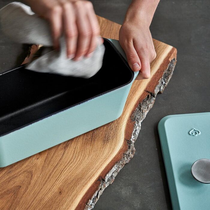 Форма для випічки Springlane з чавуну з кришкою 3L, емальована, для хліба, паштетів та запіканок, 33,5 x 13 см, м'ятного кольору