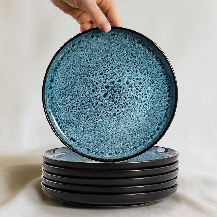 Набір посуду Twinzee Steingut 24 елементи для 6 осіб: тарілки та миски - серія Riviera (Азур, великі тарілки (x6))