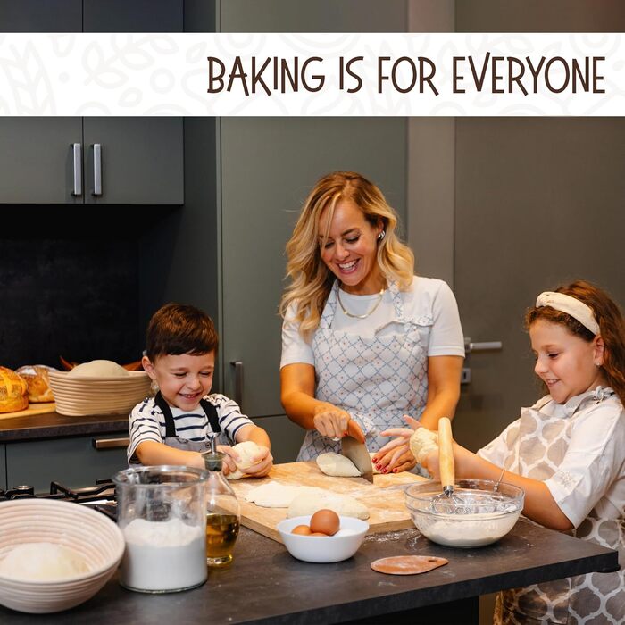 Набір для випічки закваски Superbaking: корзини Banneton (2 шт.) круглі (23 см) та овальні (25.4 см), стартер для закваски