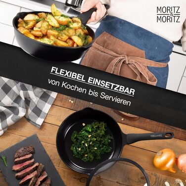 Сковорода Moritz & Moritz 26 см з кришкою Бежева - антипригарне покриття, Soft-Touch ручка, для смаження, тушкування та варіння на пару, підходить для всіх типів плит