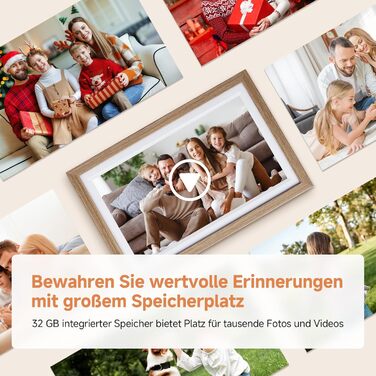 Ролеї Smart Frame WiFi 1010: Цифровий фоторушій з Wi-Fi, 10.1 дюйма, IPS сенсорний екран, 32GB, дерево (дуб)