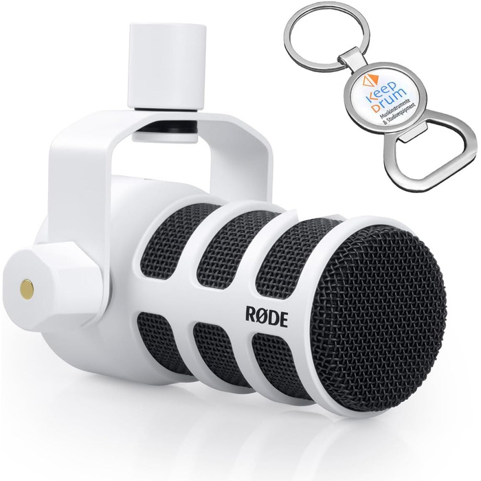 Rode XLR подкаст мікрофон для мовлення, чорний + відкривачка keepdrum (Podmic, білий)