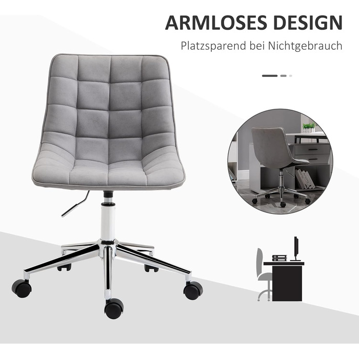 Крісло офісне Vinsetto, поворотне, регульоване по висоті, сірого кольору, 60x60x90 см