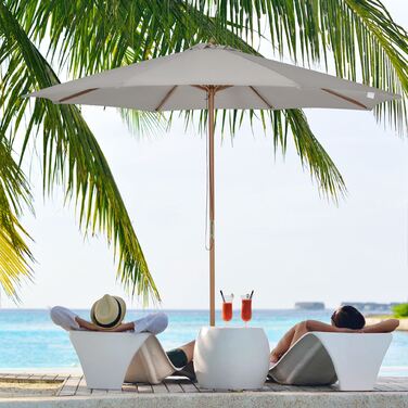 Сонячний парасоль з дерева, 300 см. Дерев'яний парасоль для саду, балкону, бамбук, сірий