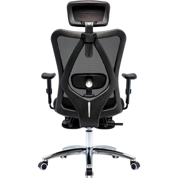 Офісне крісло Mendler HWC-J86, ергономічне, регульована поперекова підтримка, до 150 кг, чорний/оранжевий (без підніжки)