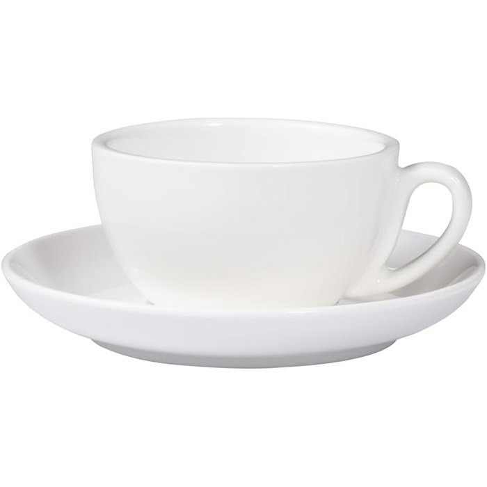 Набір з 4 чашок для капучино - білі, 200 мл, глянцеві, порцелянові, товстостінні, можна мити в посудомийній машині, італійський дизайн - набір кавових чашок з блюдцями (макс. 50 символів)