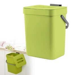 Настінний сміттєвий бак Weigudoc, 3-літровий кухонний настінний сміттєвий бак з кришкою, пластиковий сміттєвий бак для кухні, ванної кімнати, спальні,вітальні (зелений)