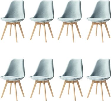 Набір обідніх стільців 6 шт., масивні дерев'яні ніжки, знімні подушки, кухонні стільці, сучасний дизайн. (6 стільців, 8 стільців, гусячий пух, зелений)