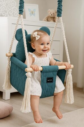 Дитяча гойдалка для дому та вулиці Bär Light Velvet | Гойдалка для малюків з м'яким сидінням