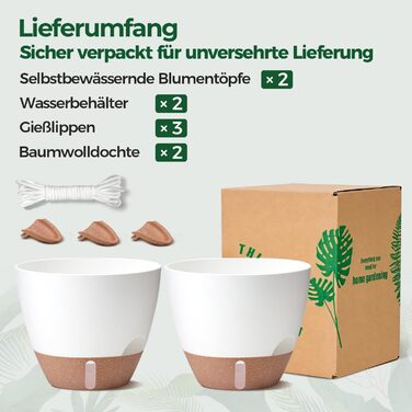 Набір 4 самополивні горщики для квітів T4U з індикатором рівня води, легкі у догляді, великі (30 см, білий)