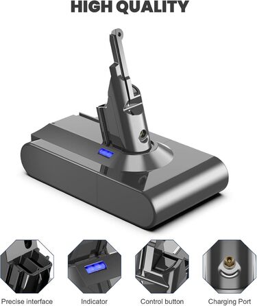 Змінна батарея V8 6000 мАг для пилососа Dyson V8 (включає 2 фільтри, викрутку, 3 гвинти, щітку)