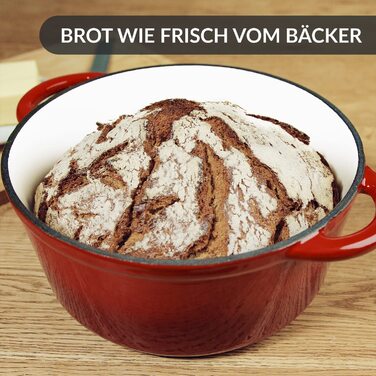 Чавунна каструля 26 см 4,7 л з емальованим покриттям-Голландська духовка з індукційною кришкою-чавунна сковорода для випічки хліба-емальована кокотка