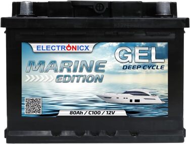 Гелева батарея 12 В 140 Ач Marine Edition технологія GEL, сонячна батарея для човна, автофургони, міцна надійна батарея для кемпінгу на човні Sola (80 Ач)