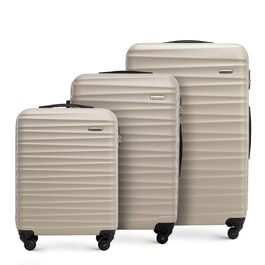 Набір валізWITTCHEN 3в1: велика, середня, маленька. Жорсткий корпус ABS, 4 колеса, кодовий замок. Підходить для Lufthansa, Eurowings, Ryanair, Condor. Бежевий колір.