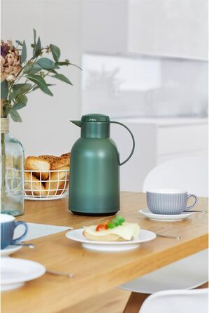 Термос Emsa Samba 1,5 л з Quick Press, 12 год тепло, 24 год холод, прозорий чорний