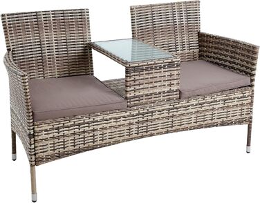 Садові меблі ESTEXO з ротангу: Лавка-диван 2-місна, комплект для саду та балкону, бежево-коричневий