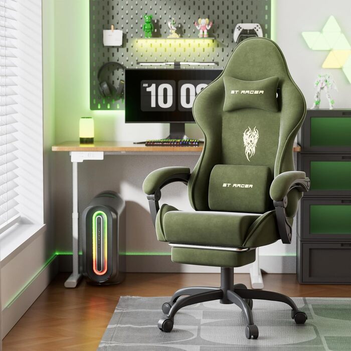 Ігровий крісло Ferghana Ergonomisch: комфорт та підтримка для геймерів, зелений колір
