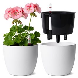 Автоматичний горщик для квітів з індикатором рівня води, 2 шт. - ідеальний вибір для зайнятих людей та початківців, підходить для монстери та розмарину, для дому та саду (білий, 17,5 см)