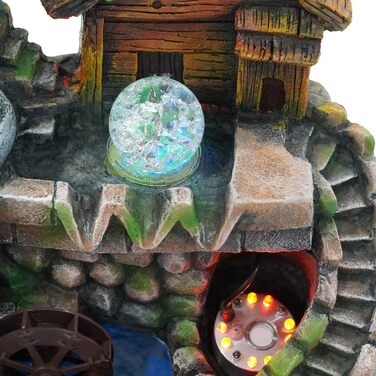 Настільний фонтанчик для дому та офісу з LED-підсвічуванням та розпилювачем, декоративний каскадний фонтан з кришталевою кулею