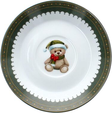 MamboCat Friend - 18-ти частинний чайний сервіс для 6 осіб | Керамічний сервіс з ведмедиком, будиночком з імбирного пряника та іншими новорічними мотивами | Тріо з чашками, блюдцями та тарілками | Ідеальний для святкування Різдва