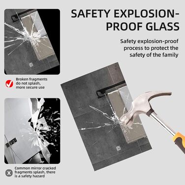 Дзеркало для ванної кімнати з підсвіткою LED, з 3 колірними температурами та функцією проти запотівання. Сенсорне керування. Підходить для готелів, вітальні, спальні.