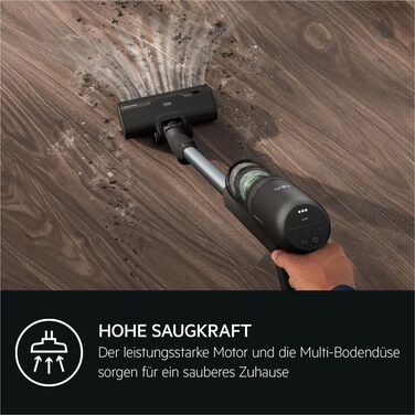 Акумуляторний пилосос AEG Serie 7000 Granitgrau: потужний, легкий (2,2 кг), ергономічний, з 70% перероблених матеріалів, до 50 хв роботи, 120 м², 2в1, 5-рівнева фільтрація, для всіх типів підлоги, автоматичний, сірий, AP71UB14AM