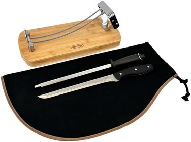 Складаний тримач шинки NERTHUS зі сталі та бамбука чохол для чорної шинки ручна точилка ніж для шинки