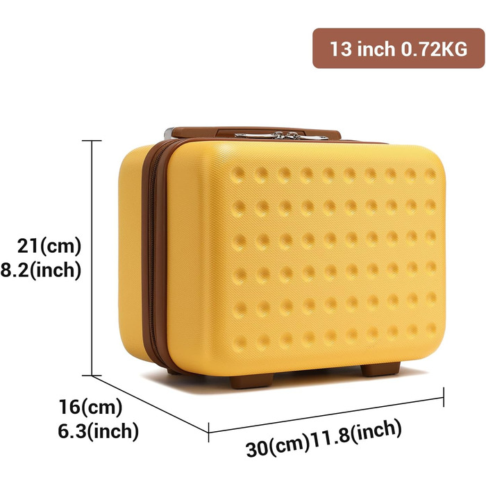 Валіза-тележка KONO з жорсткою оболонкою, 76x50x31 см, білий колір (з жовтим та косметичним набором)