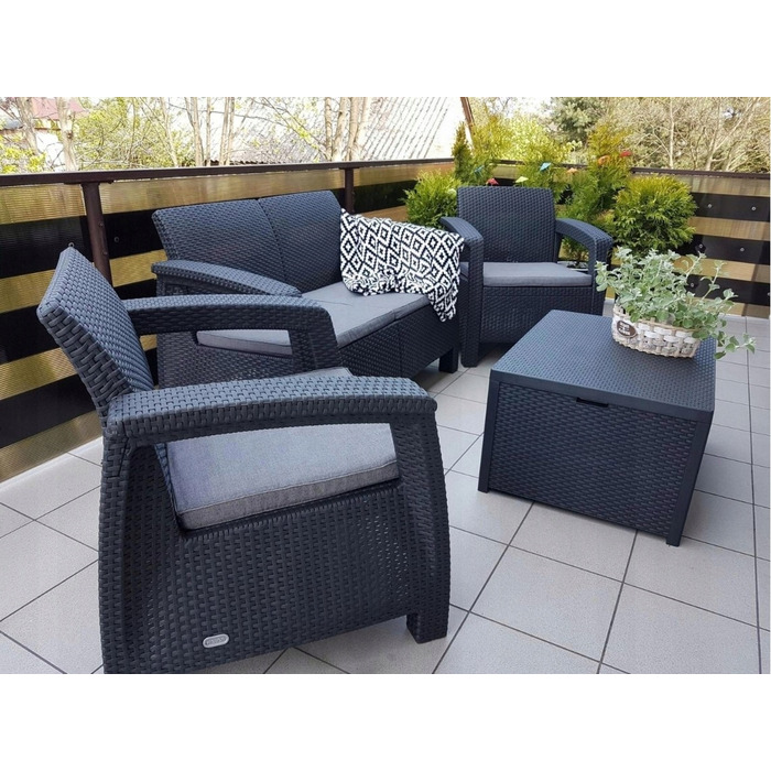 Комплект садових меблів Curver із пластику, сірий, 4 предмети